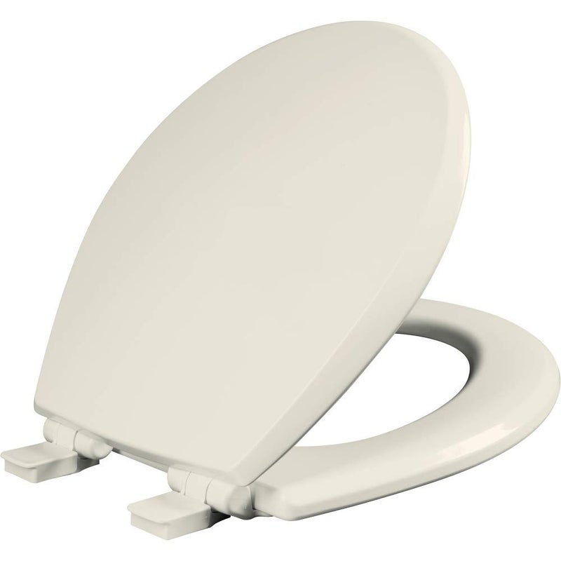 Mayfair Cassel Slow Close Toilet Seat, Easy Clean, Non Slip Premium Wood Seat, Easy Install, Made in USA, Round, Biscuit - Image 1